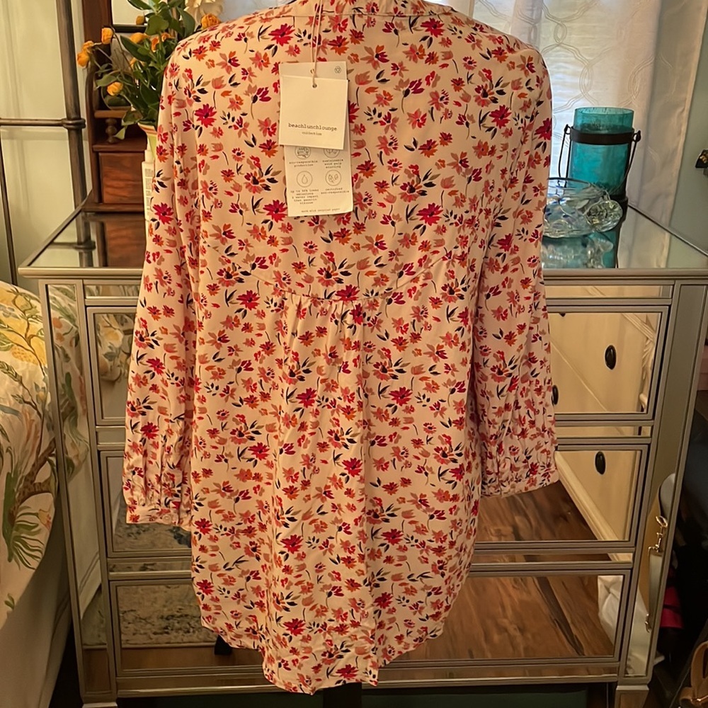 NWT BeachLunchLounge tunic. Size L. Autumn leaves print w dropped waist​ - Picture 9 of 16